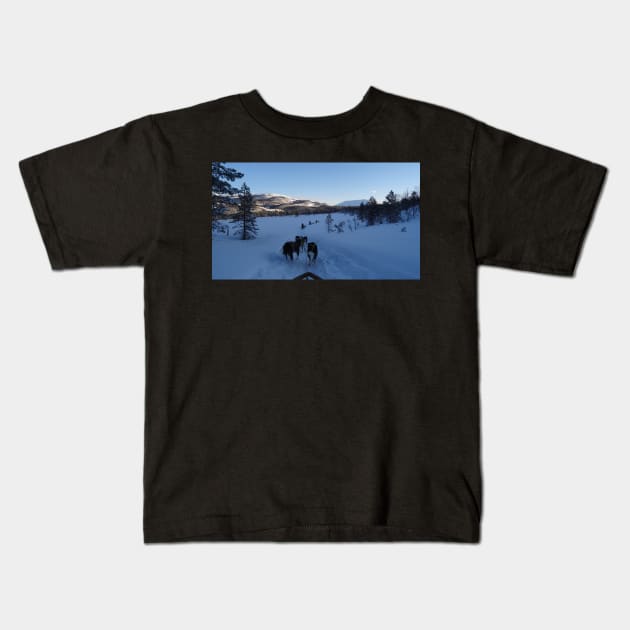 Dog sledging - Huski Adventure Kids T-Shirt by Aurealis